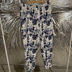 K.I.T.‎ Women's Tie Dye Jogger Pants Lounge Sleep Size L Navy White